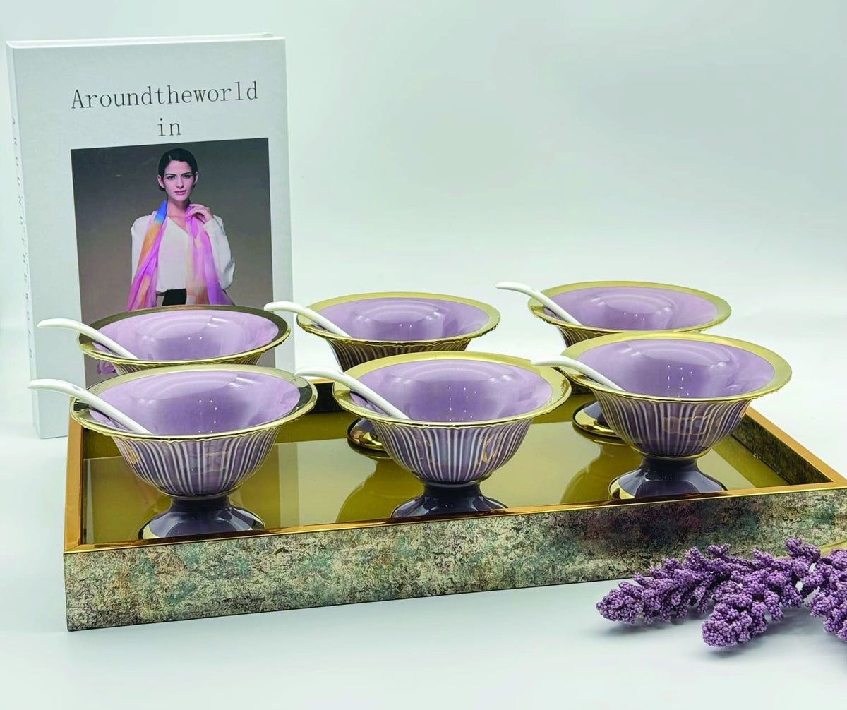 7 Pcs Ice Cream Bowl With Tray