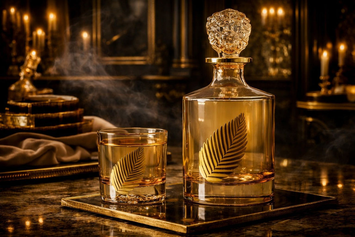 1 DECANTHER + 6 GLASS - MASSENA-LEAF