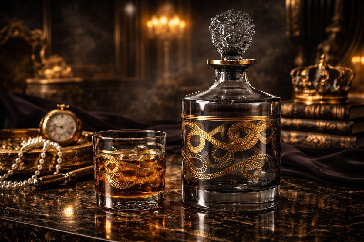 1 DECANTHER + 6 GLASS - MASSENA-GOLD LACE-2