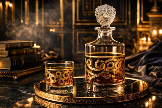 1 DECANTHER + 6 GLASS - MASSENA-GOLD LACE-3