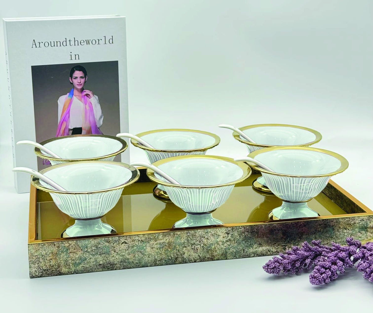 7 Pcs Ice Cream Bowl With Tray