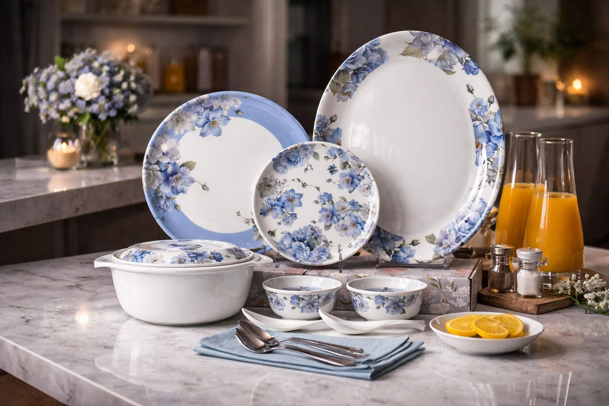 38 Pcs Dinner Florence Set - Blue Lagoon