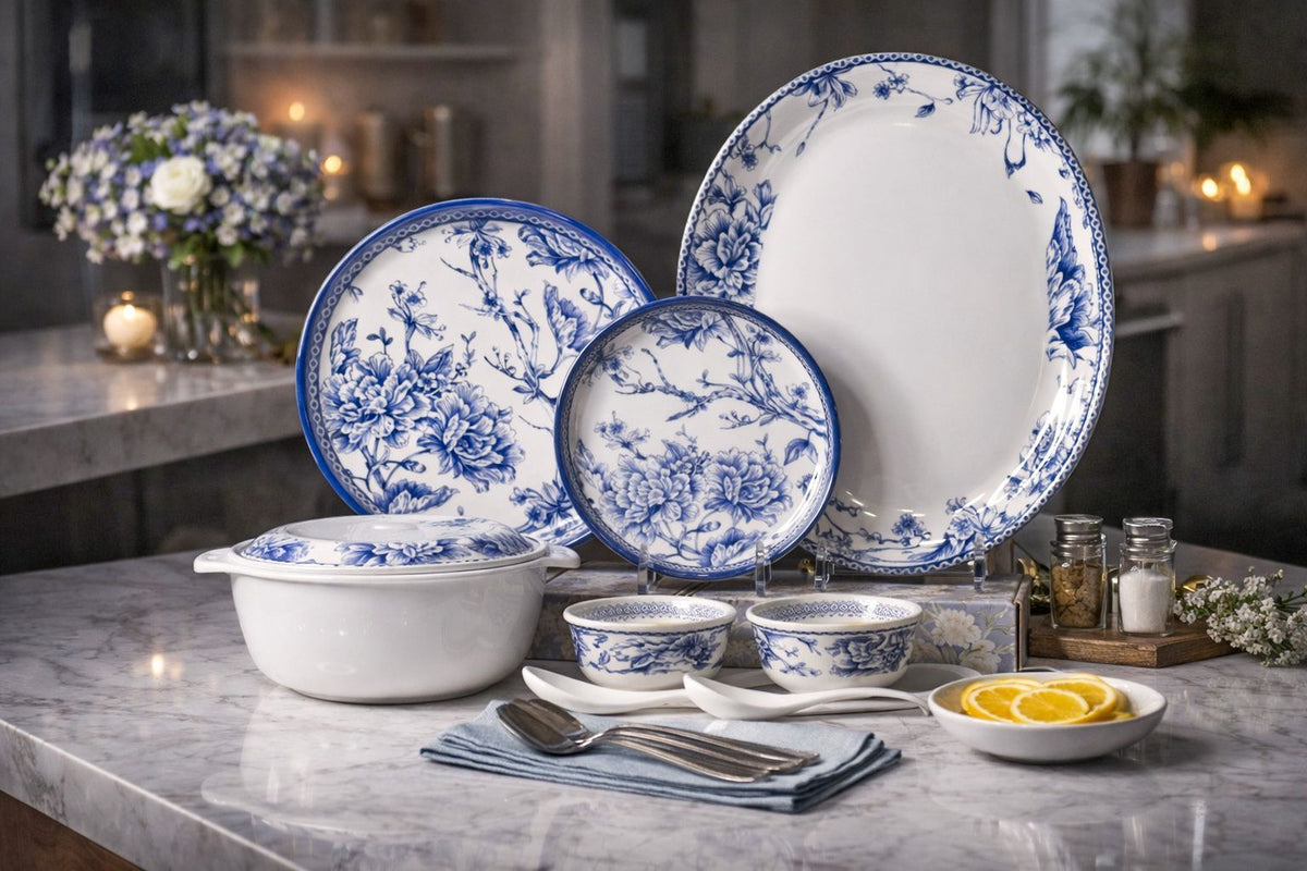 38 Pcs Dinner Florence Set - Blue Uintage