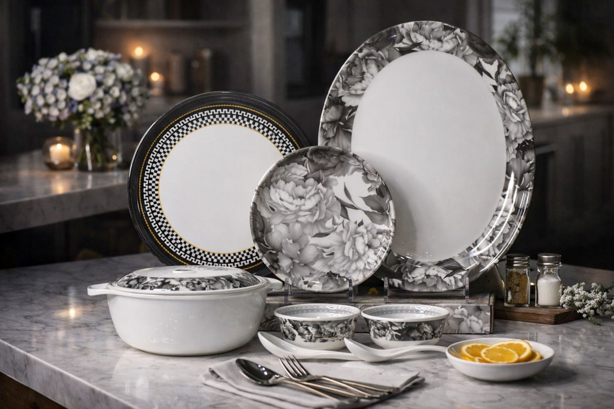 38 Pcs Dinner Florence Set - Black Garden