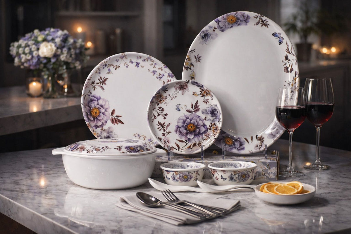 38 Pcs Dinner Florence Set - Purplle Rose