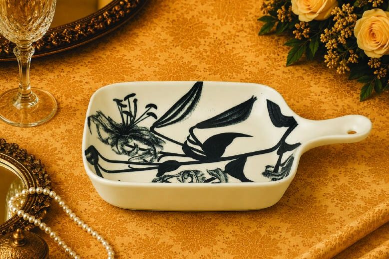 6.25” SQUARE PLATTER-HL-2424 BLACK LILY